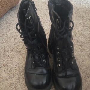 Motel Rocks Black Lace-Up Combat Boots